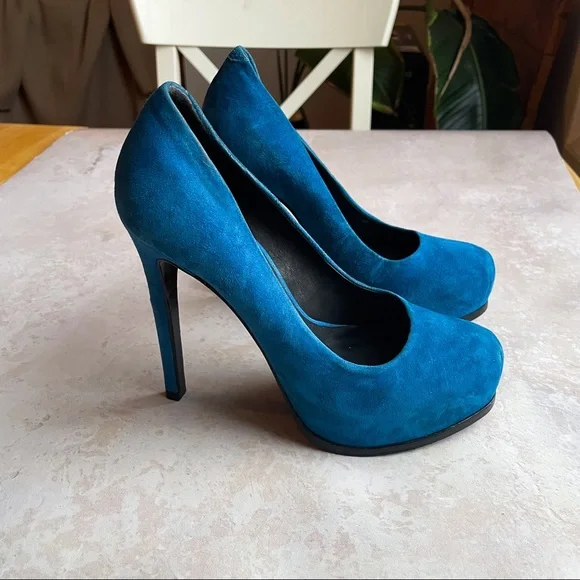 American Express Blue suede Pour La Victoire platforms display picture 1